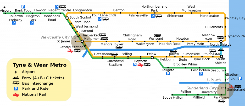 Newcastle Metro Tube Map