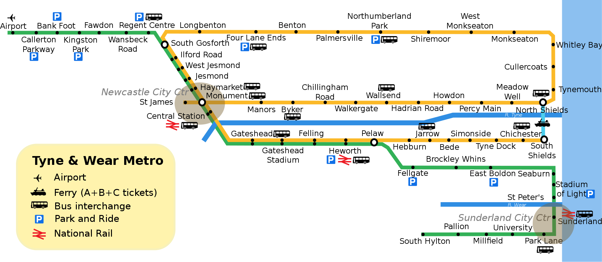 Newcastle Metro Route Map